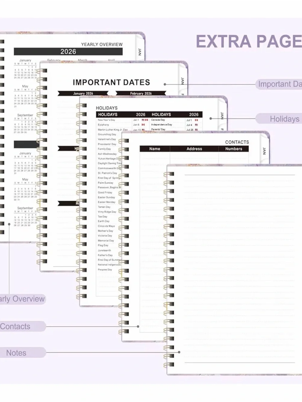 Lavender Floral Spiral Planner 2026